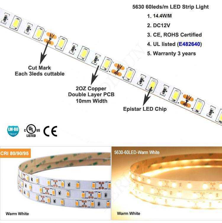 2 яркие светодиодные ленты smd 5630, 5730 - отличия, характеристики, сравнение, монтаж.