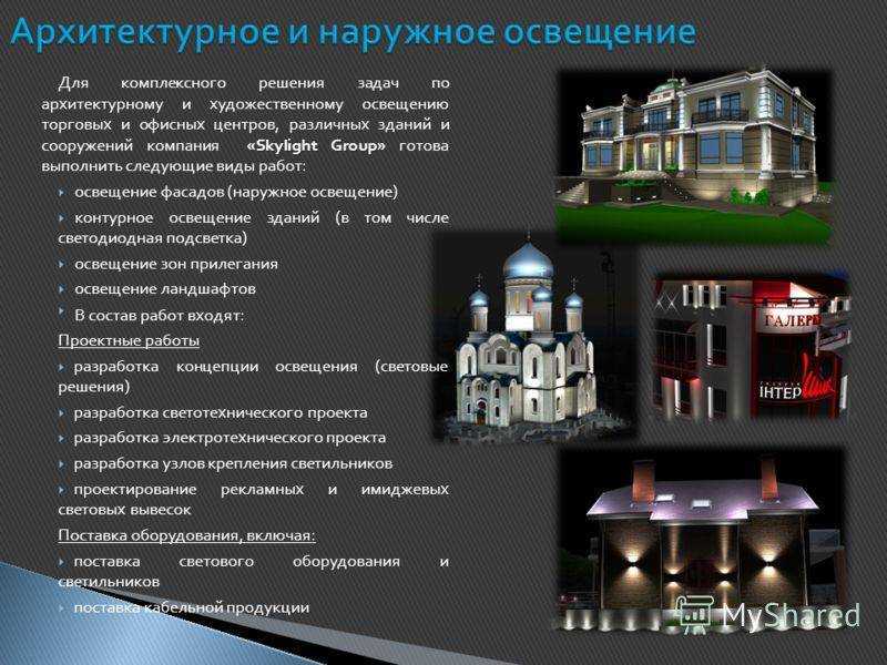 Наружное архитектурное освещение жилых и общественных зданий. часть 1