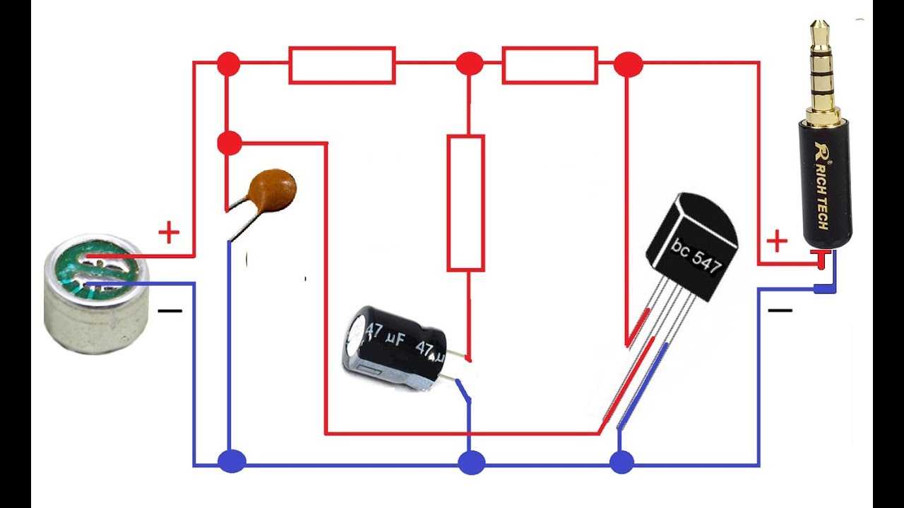 Внутренние схемы и схемы включения электретных микрофонов