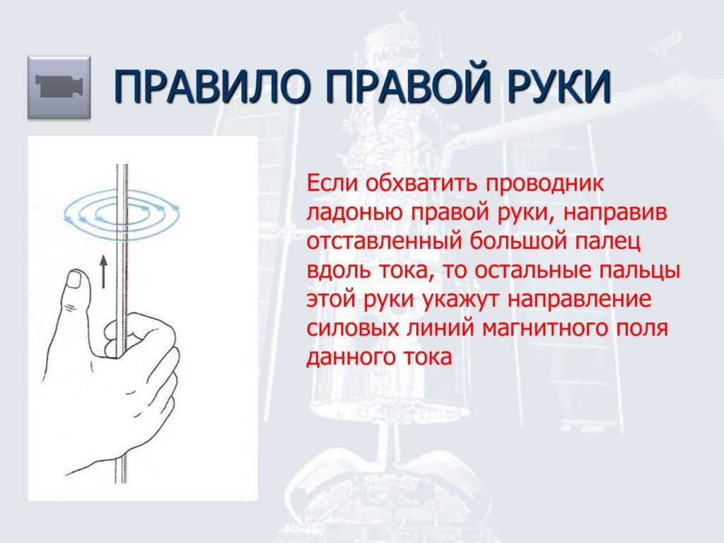 Правило буравчика и правой руки для направления вектора магнитной индукции