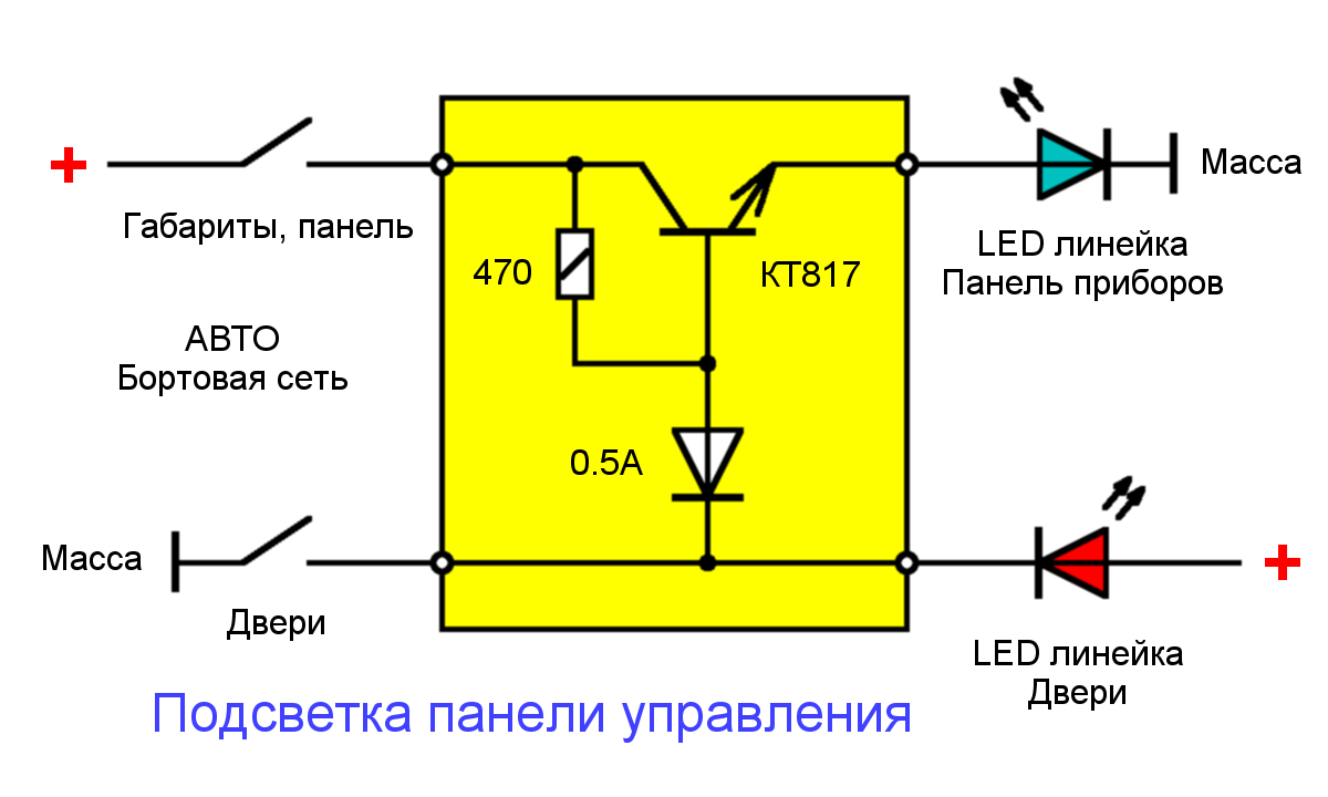 Плавное включение и выключение светодиодов: схемы розжига