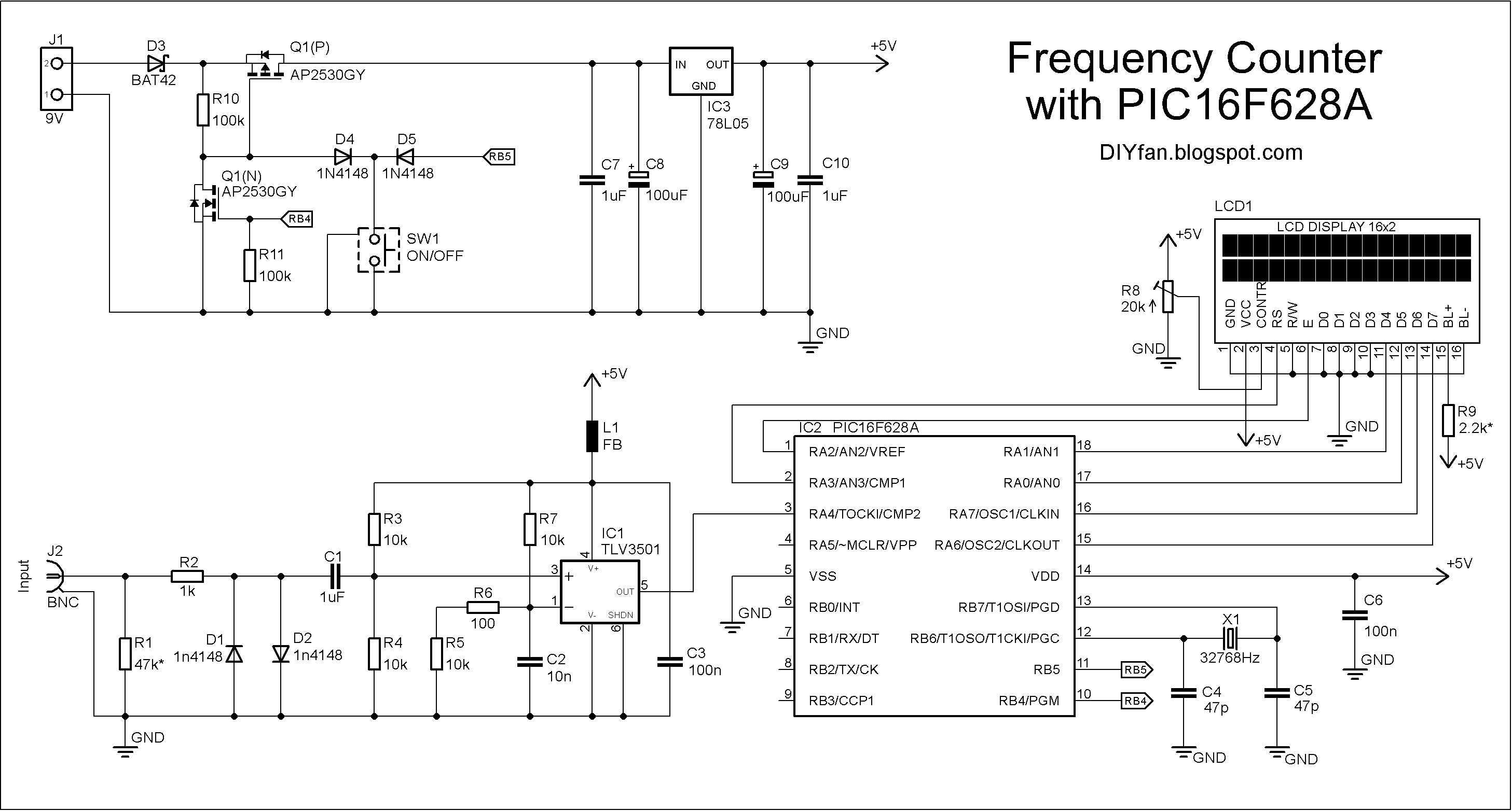 Частотомер 10 гц - 60.00 мгц на pic16f628a + nokia lcd 5110