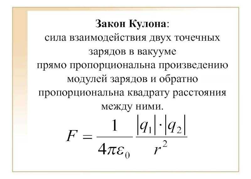 Взаимодействие зарядов. закон кулона