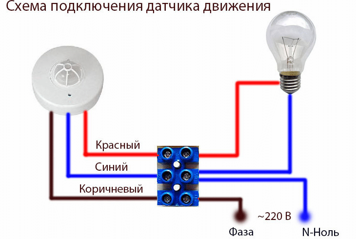 Подключение датчика движения. выключатель с датчиком движения