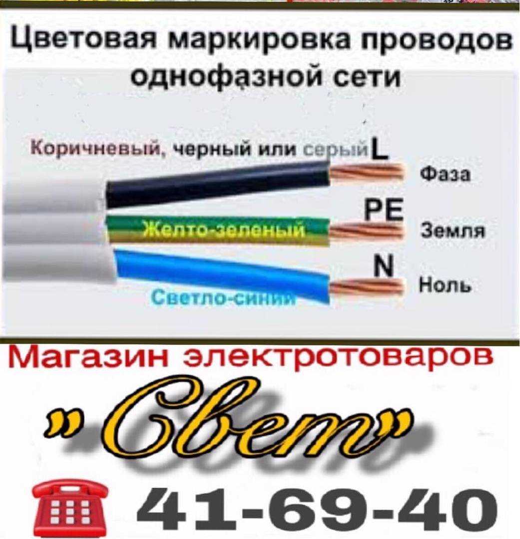 Цвета проводов в электрике: обозначение фазы, нуля и земли в сетях 220, 380 в