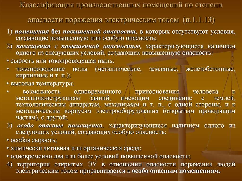 Категории помещений по электробезопасности