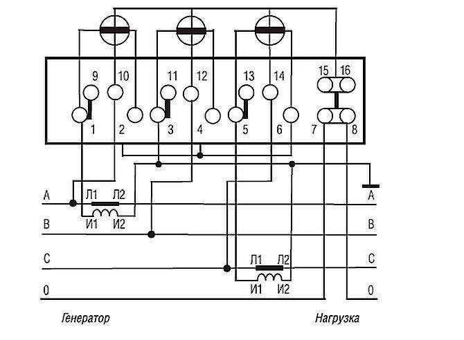 Подключение трехфазного счетчика схема через трансформаторы тока