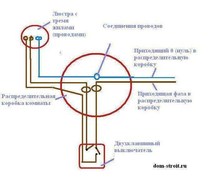 Как подключить люстру с 2, 3, 4 проводами (схемы)