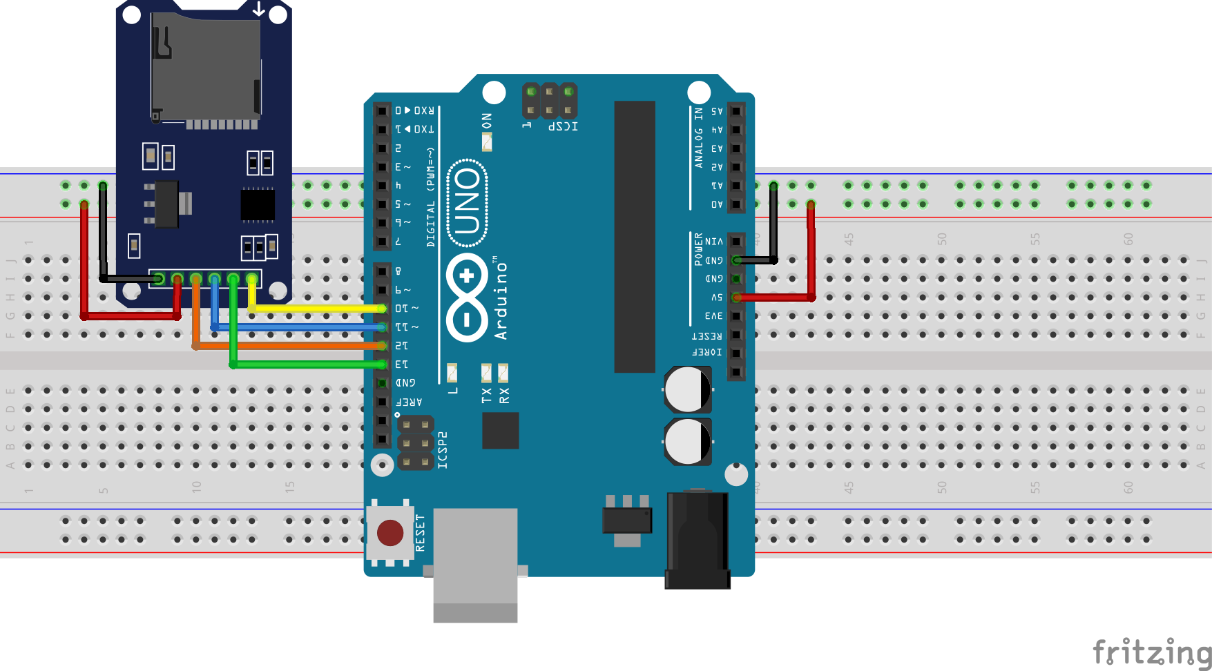 Подключение модуля чтения sd карт к arduino: схема и программа