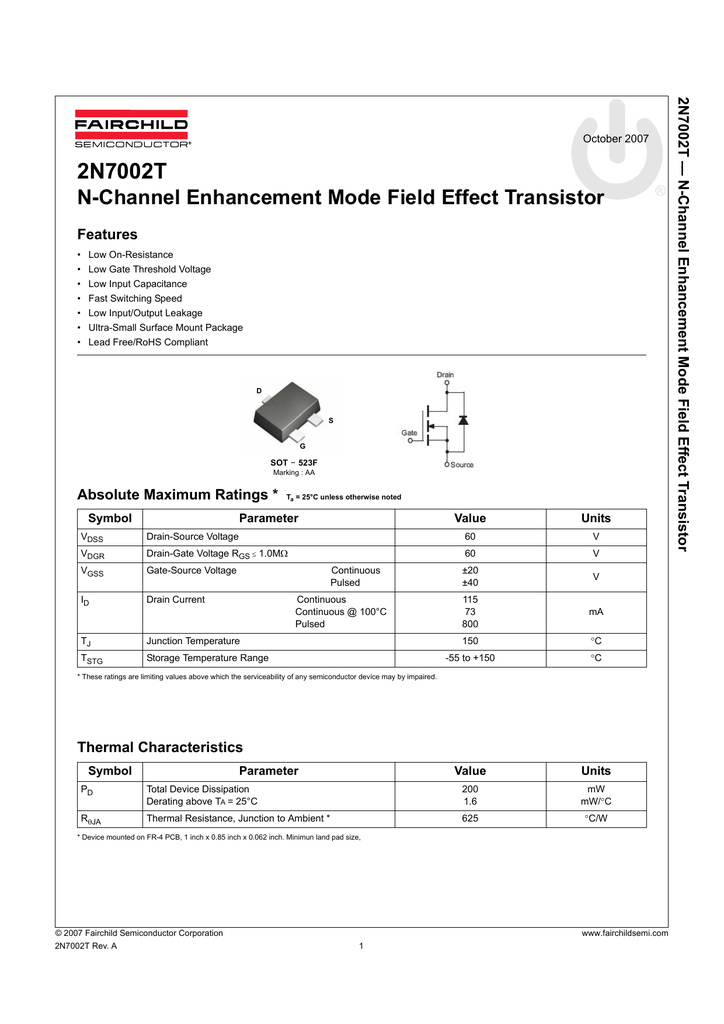 2n7002a
 
 - параметры транзистора mosfet, его аналоги, datasheet - справочник транзисторов