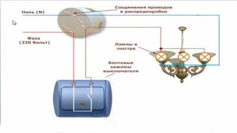 Как подключить люстру с 5, 6 и 8 лампами на двойной выключатель