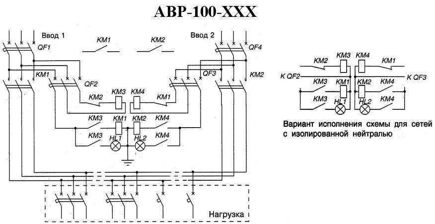 Авр на 2 ввода на контакторах (пускателях)