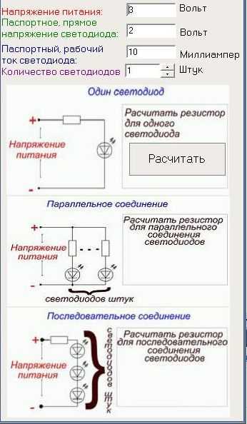 Расчет светодиодов