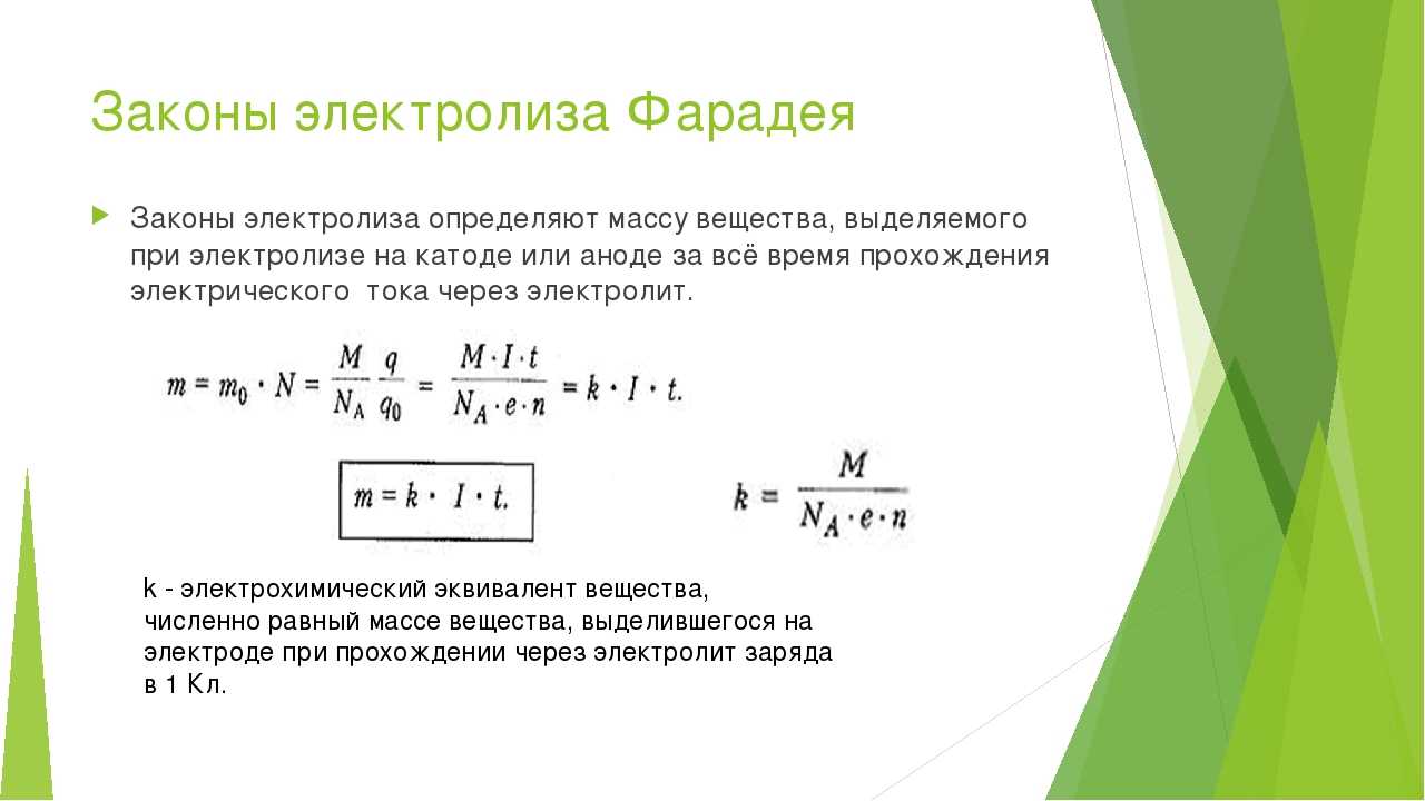 Закон фарадея для электролиза - формулы, уравнения и задачи