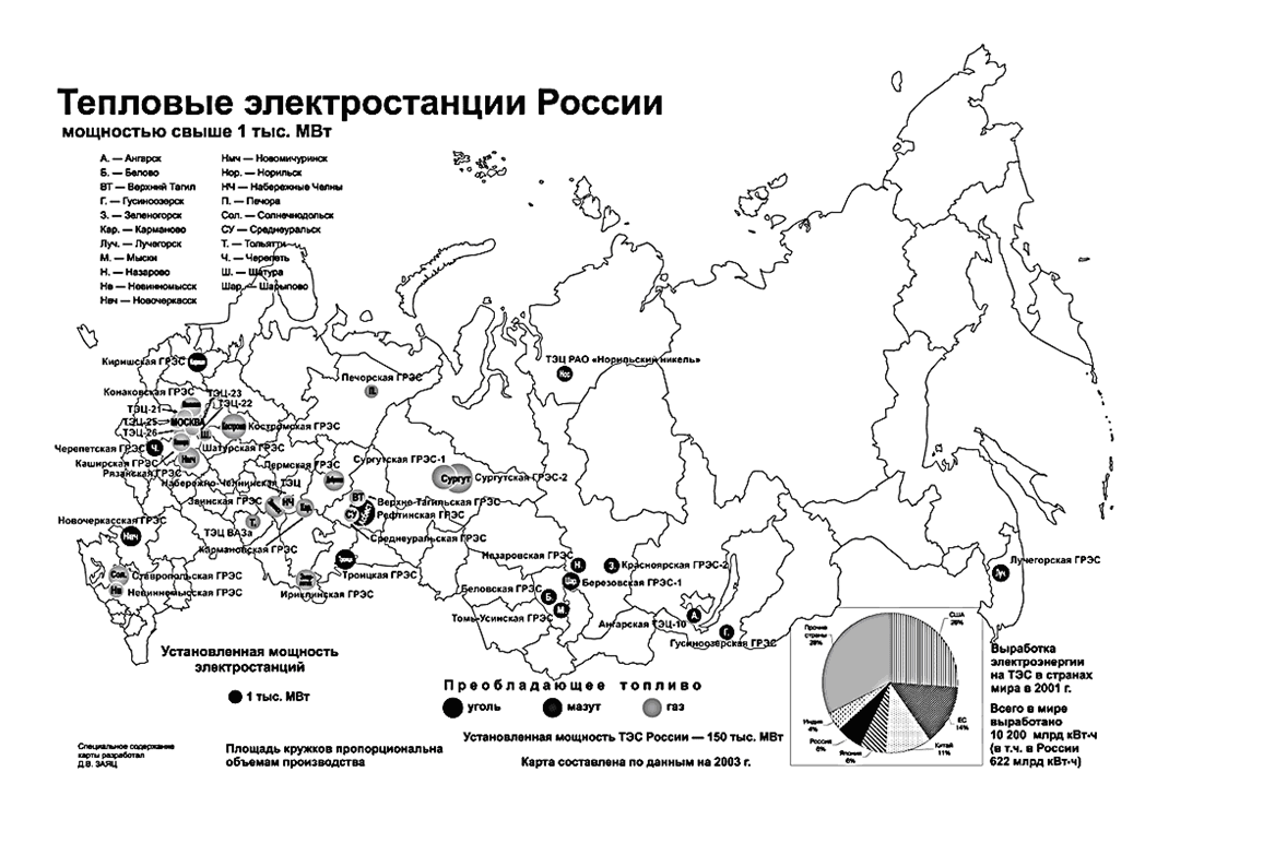 Развитие и размещение основных типов электростанций в россии