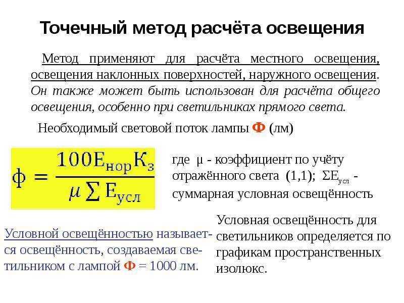 Калькулятор расчета освещенности помещения