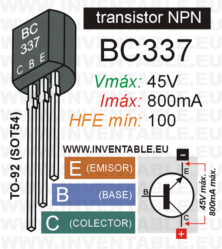 Транзистор BC337 - это биполярный NPN высокочастотный транзистор общего назначения, предназначен для использования в схемах усиления и коммутации