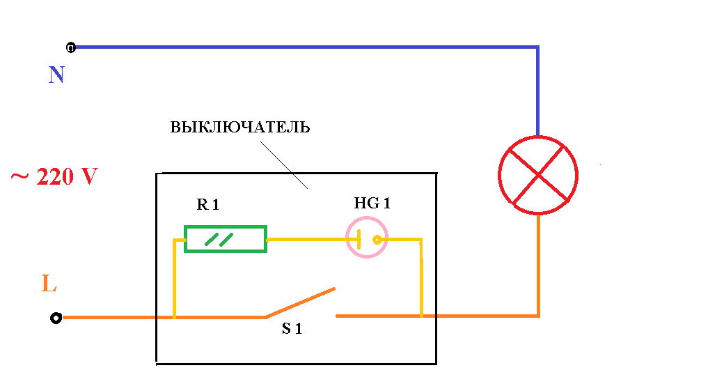 Подключение выключателя с подсветкой: виды, устройство и схема
