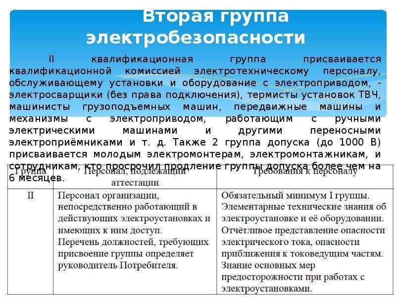 Группы по электробезопасности: кому присваивается, сколько существует, принцип допуска к 1, 2, 3, 4 и 5 квалификационным группам
