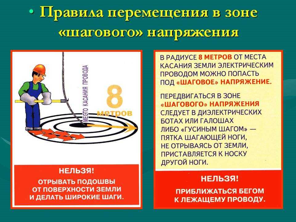 Какие установлены правила перемещения человека в зоне замыкания на землю