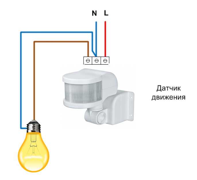 Схема подключения датчика движения для освещения