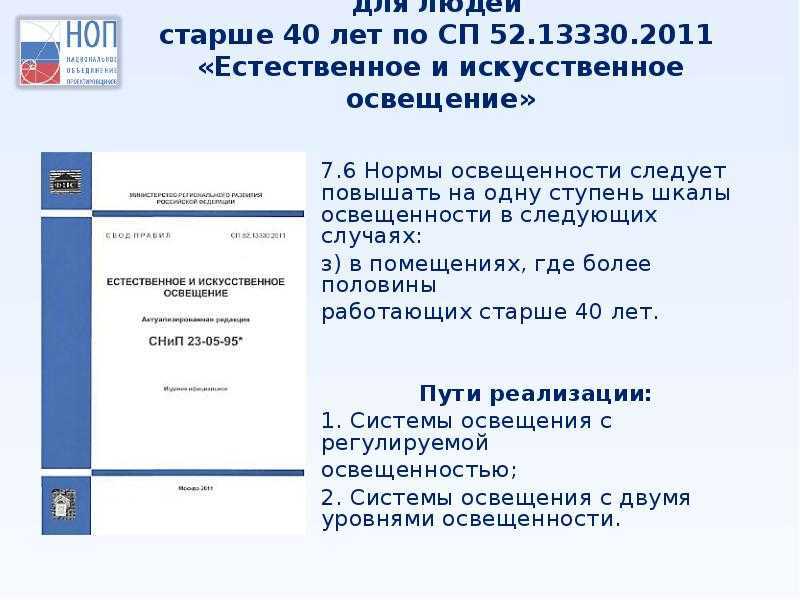 Нормы освещенности, снипы (скачать)