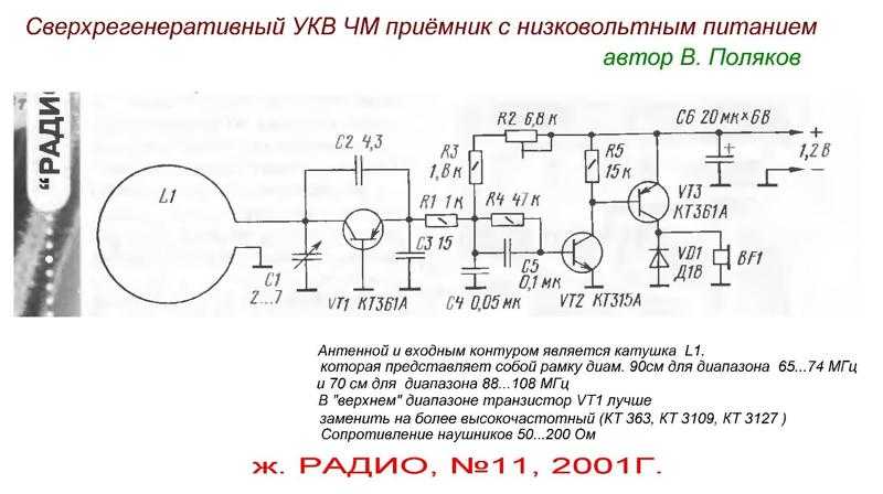 Шесть схем экспериментальных приемников на одном транзисторе (св, укв)